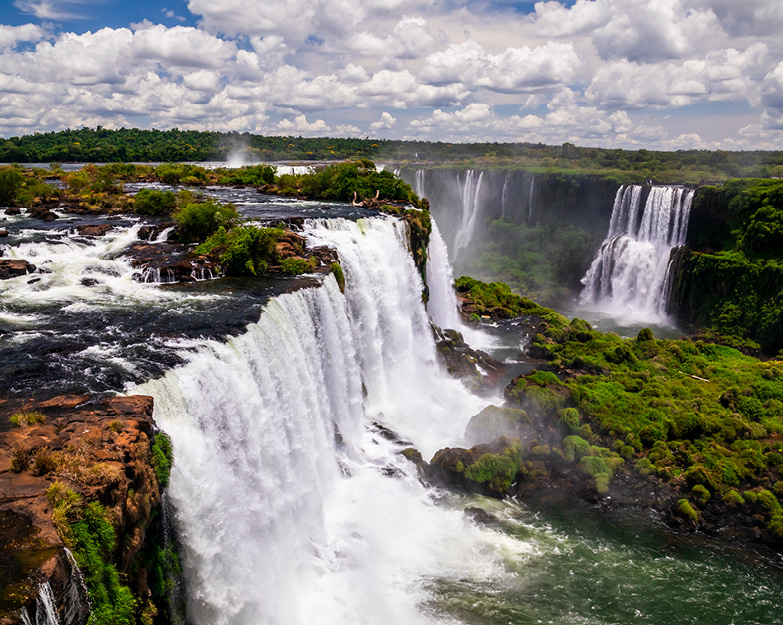 Beautiful view at Iguazu falls  One of the new seven wonders of nature  Traveling South America