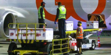 Novo lote com mais de 240 mil doses da vacina AstraZeneca chega ao Ceará